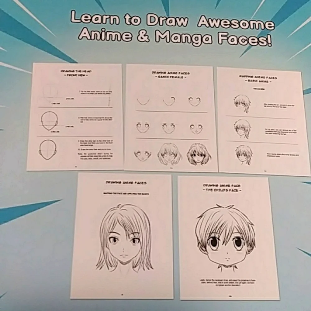 How to draw anime and manga faces, guide for kids, teens, adults